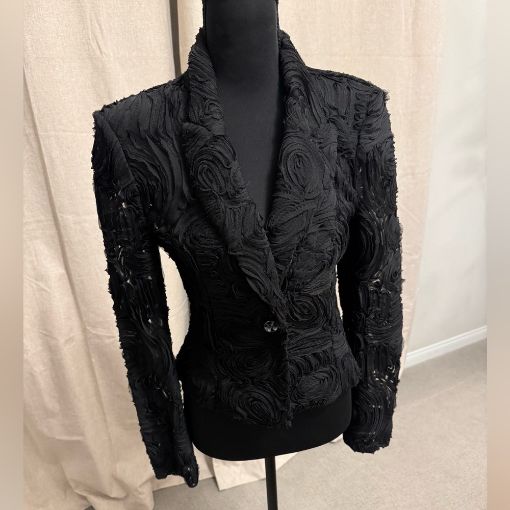 Zara Black Textured Blazer and Skort set